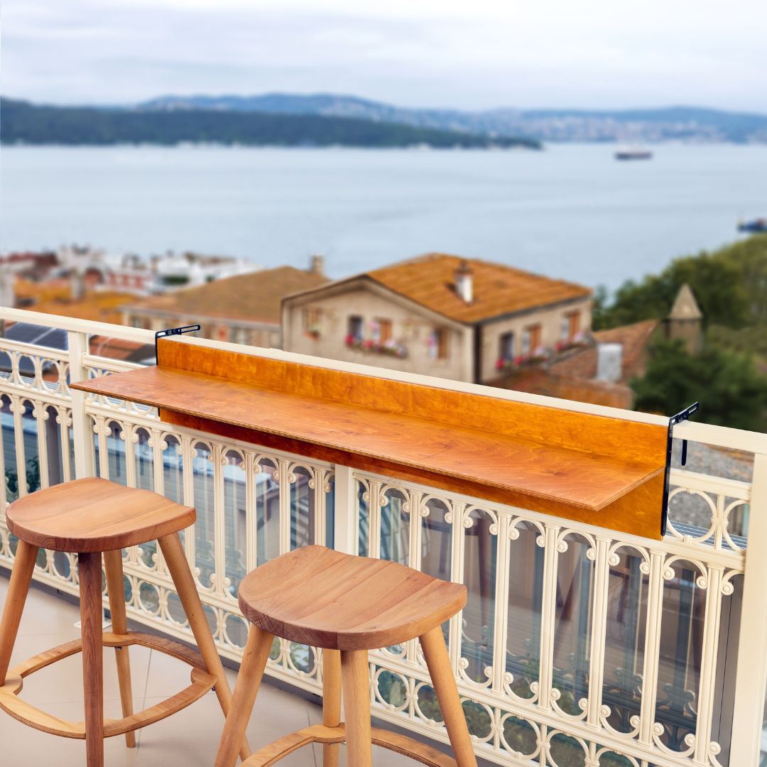 Balcony Railing Table Balcony Bar Rail Table Compact Balcony Table Space-saver Balcony Railing Table