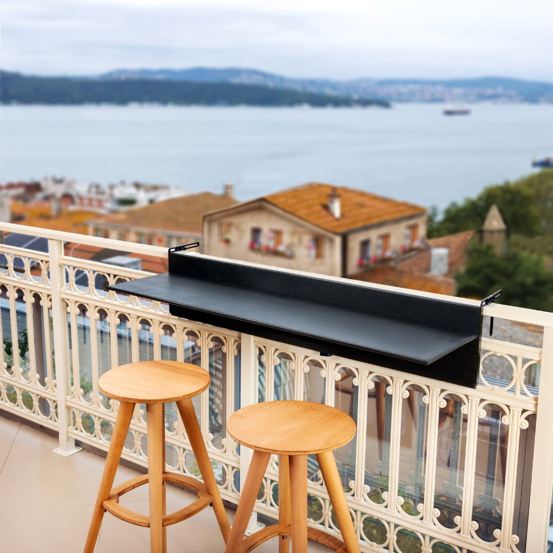 Outdoor Balcony Railing Table Balcony Bar Rail Table Compact Balcony Table Space-saving Balcony Railing Table