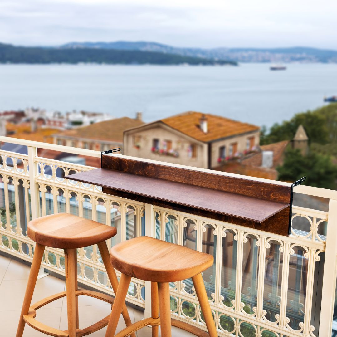 Balcony Bar Railing Table Compact Balcony Table Space-saving Balcony Railing Table